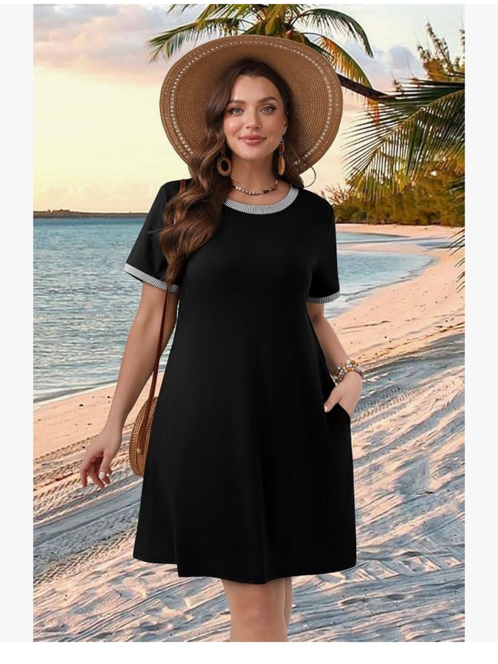 🆕 NWT - Women’s Short Sleeve T Shirt Dress- Size XL- black - Picture 4 of 9